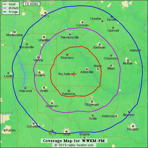 93.1 FM Rochelle - Coverage Area